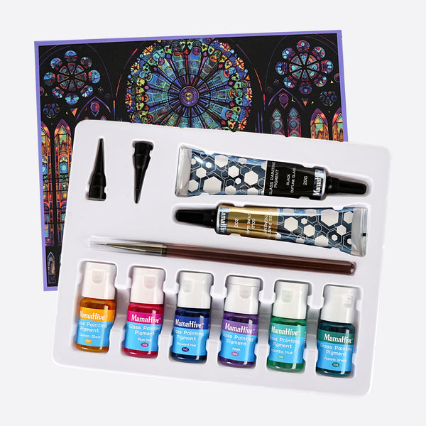 Stained Glass Effect Paint Kit (6 Colors) - Brilliant & Transparent