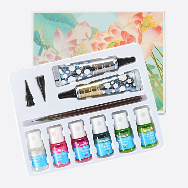 Lotus Pond Glass Paint Set (6 Colors) - Water-Like Transparency